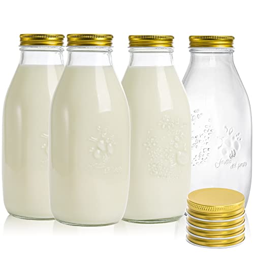 ZOOFOX 32 oz Glass Milk Bottles