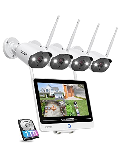 ZOSI 2K Wireless Security Camera System with 12.5 inch LCD Monitor