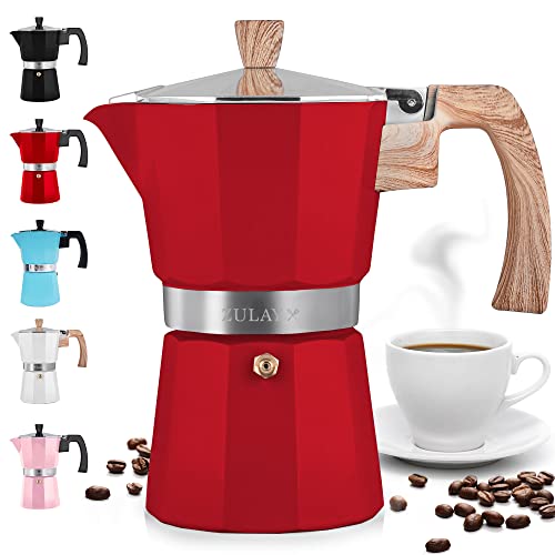 Zulay Classic 3-Cup Espresso Maker (Red)