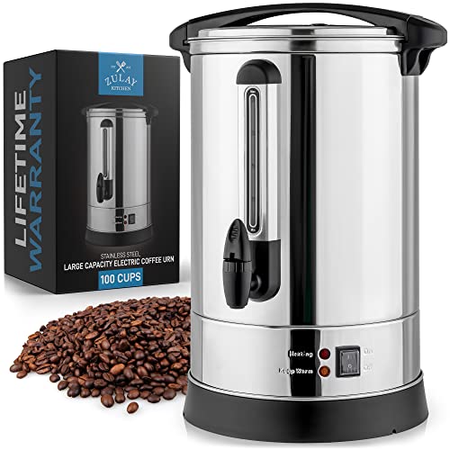 Elite Gourmet CCM-035# Maxi-Matic 30 Cup Stainless Steel Coffee  Urn Removable Filter For Easy Cleanup, Two Way Dispenser with Cool-Touch  Handles Electric Coffee Maker Urn, Stainless Steel: Coffee Urns