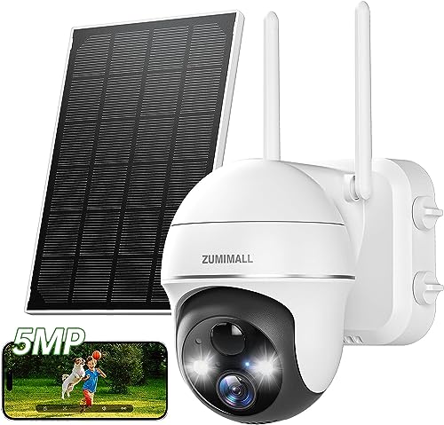 ZUMIMALL 5MP Wireless Solar Security Camera with 360° PTZ