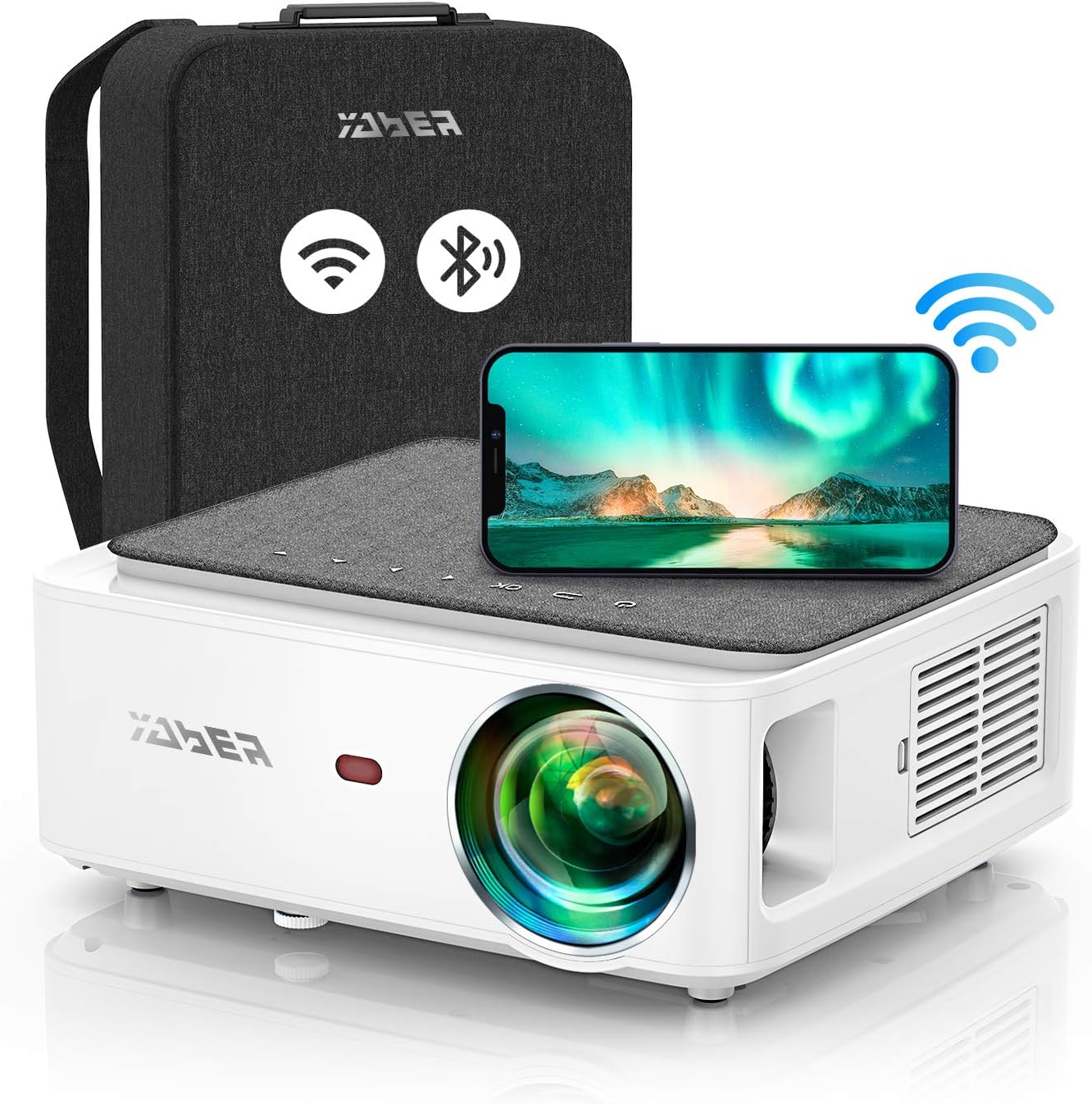 [Electric Focus]Mini Projector with 5G WiFi and Bluetooth 5.2,YABER 15000  Lumen 1080P Outdoor Projector Support ±40° Keystone Correction,Portable