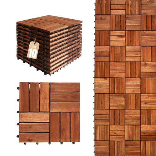 10-Pack Waterproof Wood Deck Tiles