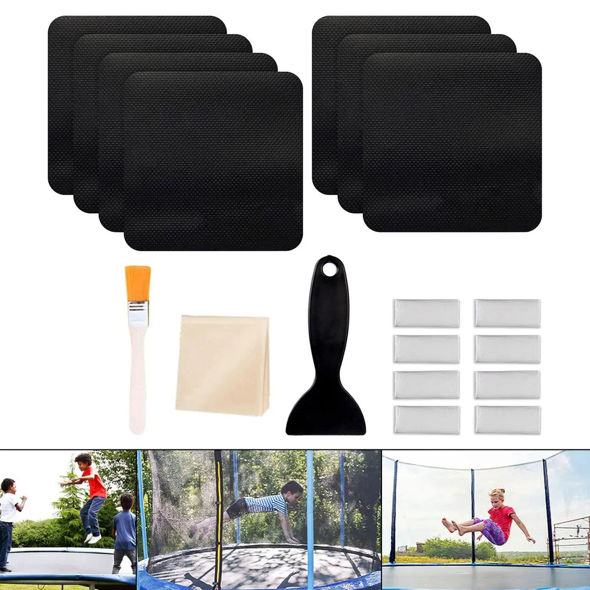 ifeolo Trampoline Patch Repair Kit 4X 4 Square on Patches Repair Trampoline Mat Tear or Hole in A Trampoline Mat(2 Piece)