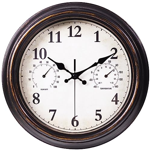 12 inch Outdoor Wall Clock With Thermometer