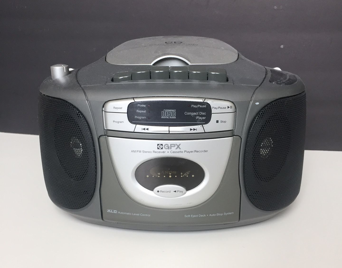 CD and Cassette Player Combo, Boombox CD Player Portable with AM/FM Radio,  Tape Recording, Stereo Sound, AC/DC Powered, AUX/Headphone Jack, Sleep