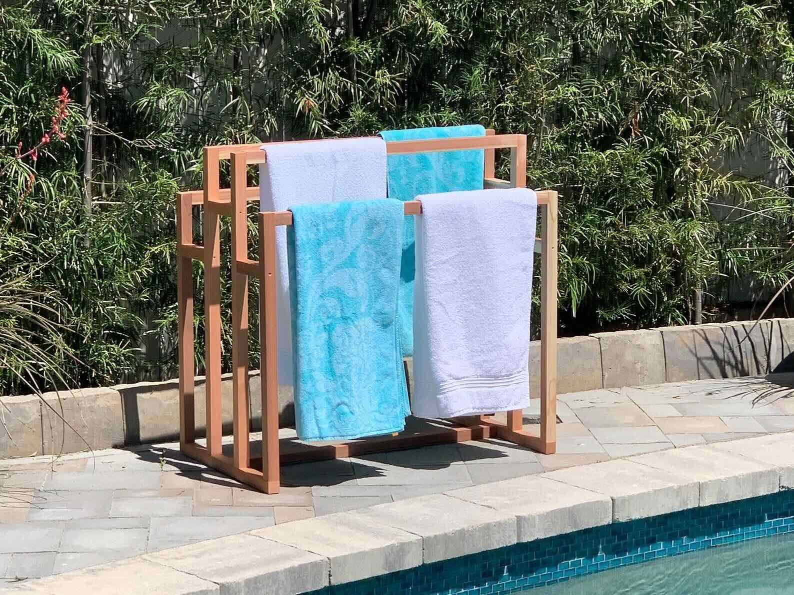 Coast Home & Patio Solutions - New item: towel rack and nice fluffy towels  for your hot tub or pool. Sprucing up for spring.