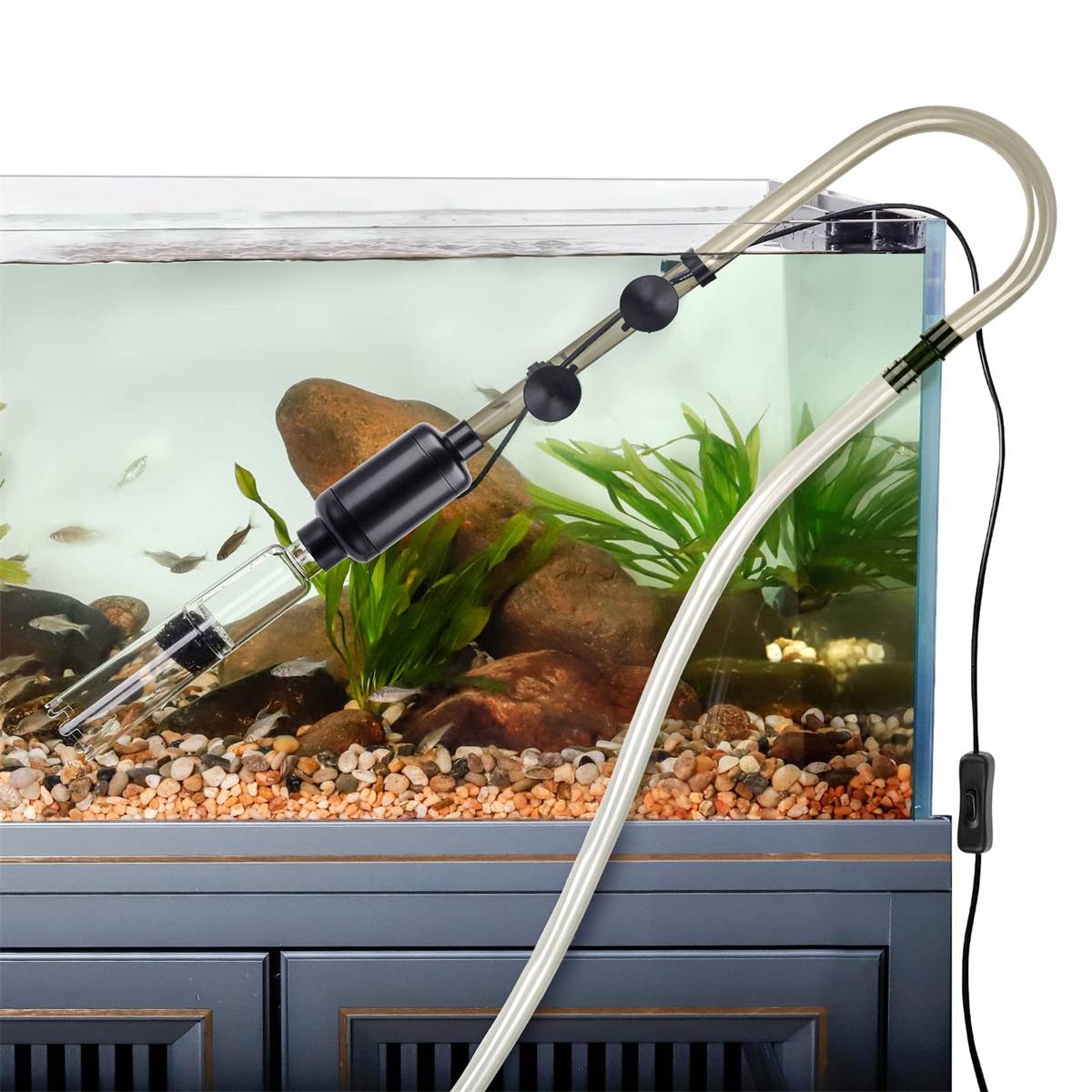 AQQA Aquarium Gravel Cleaner Siphon Kit,6 in 1 Electric Vacuum