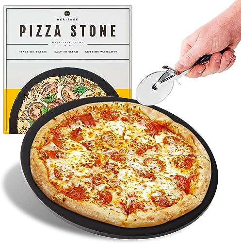15 inch Ceramic Pizza Stone Set with Bonus Cutter
