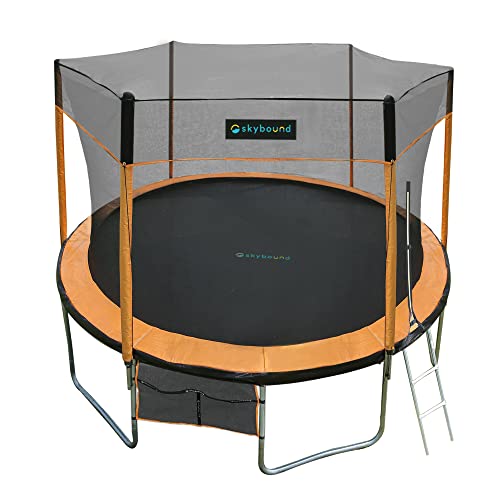SkyBound 12ft Trampoline with Enclosure Net, Basketball Hoop, Ladder, Cover