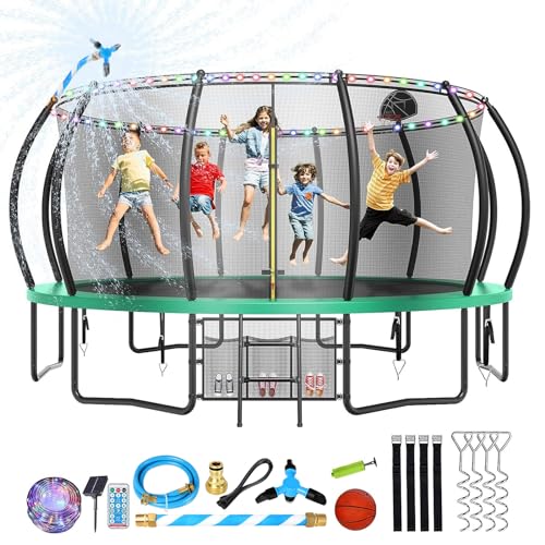 16FT Trampoline with Curved Poles and Accessories