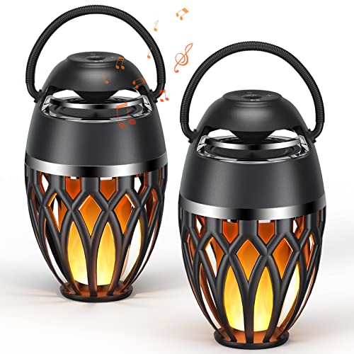 2 Pack Bluetooth Speaker with LED Flame Light