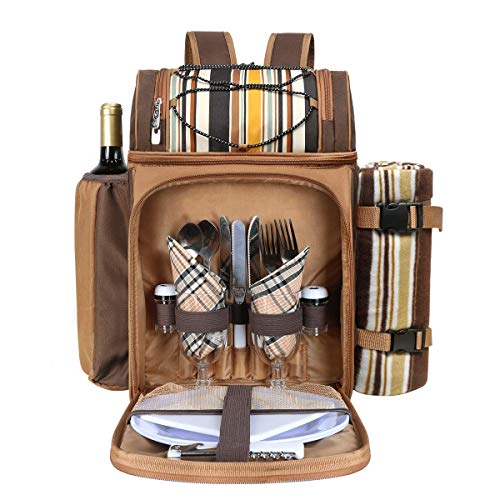 2-Person Picnic Basket Backpack with Insulated Cooler