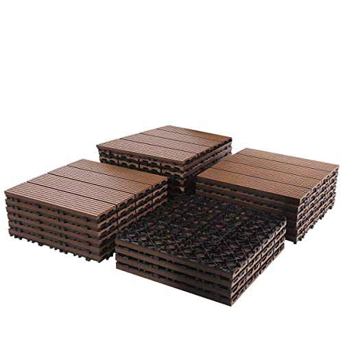 24PCS Wood Plastic Composite Deck Tiles