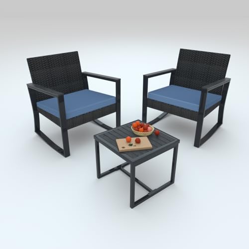3 Piece Blue Patio Furniture Set