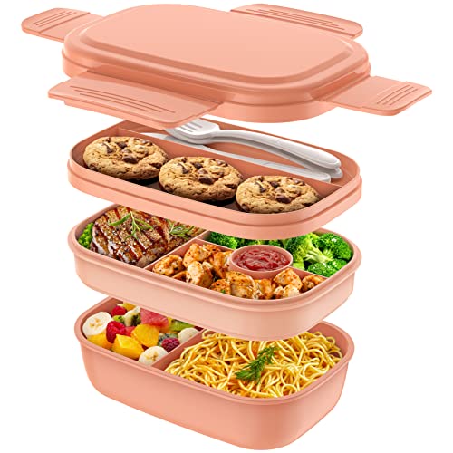 3-Stackable Bento Lunch Containers with Utensil Set