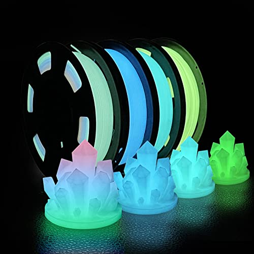 iSANMATE 3D Printer Glow in The Dark Multicolor Filament 1.75mm 4-Pack