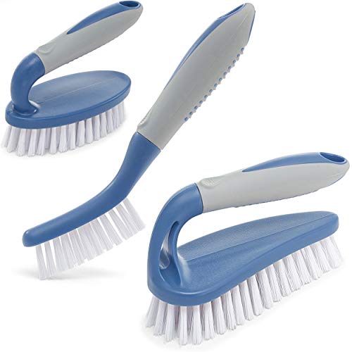3pcs Scrub Brush Set: Cleaning Shower Scrubber - Blue