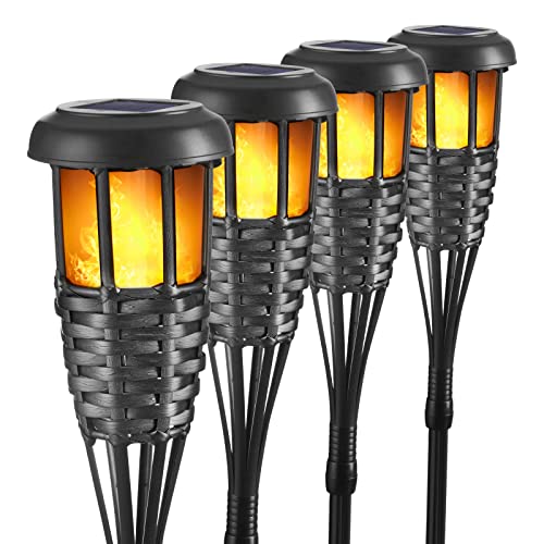 4 Pack Solar Torch Light with Flickering Flame