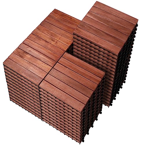 54 PCS Acacia Wood Interlocking Patio Deck Tiles