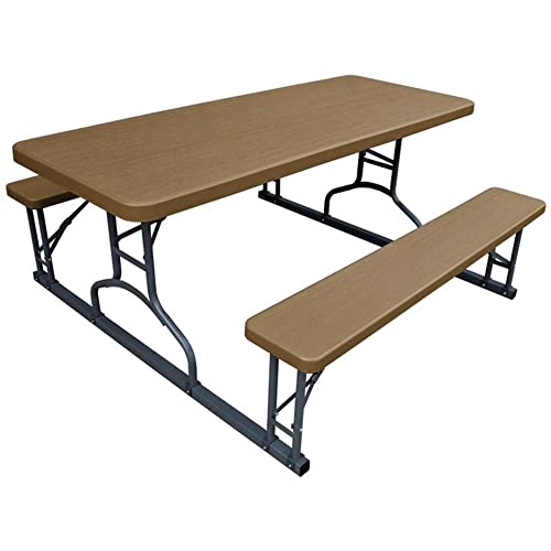 6ft Indoor Outdoor Picnic Table with Steel Frame