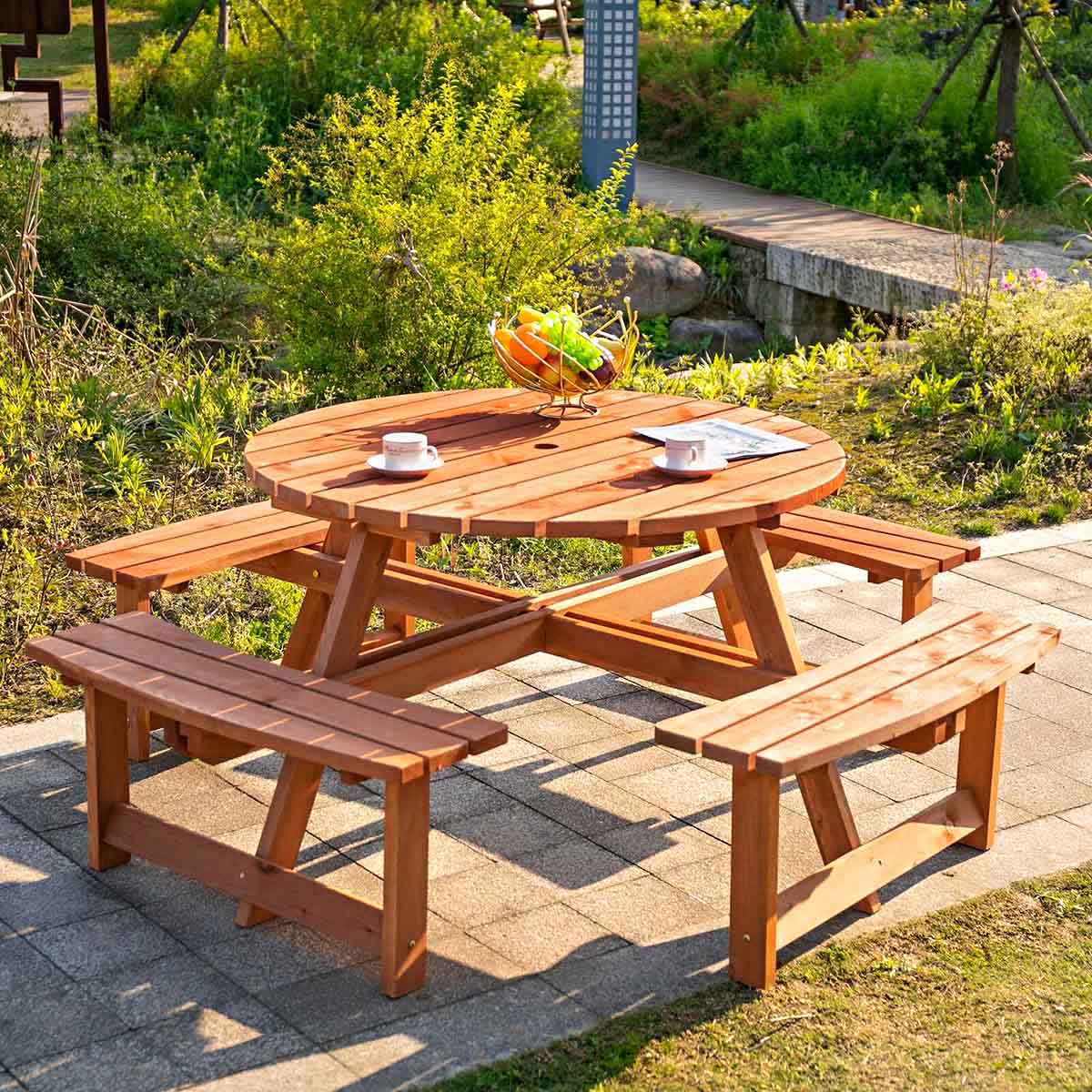 Best choice products 28x28in foldable indoor outdoor portable wooden table for online picnics