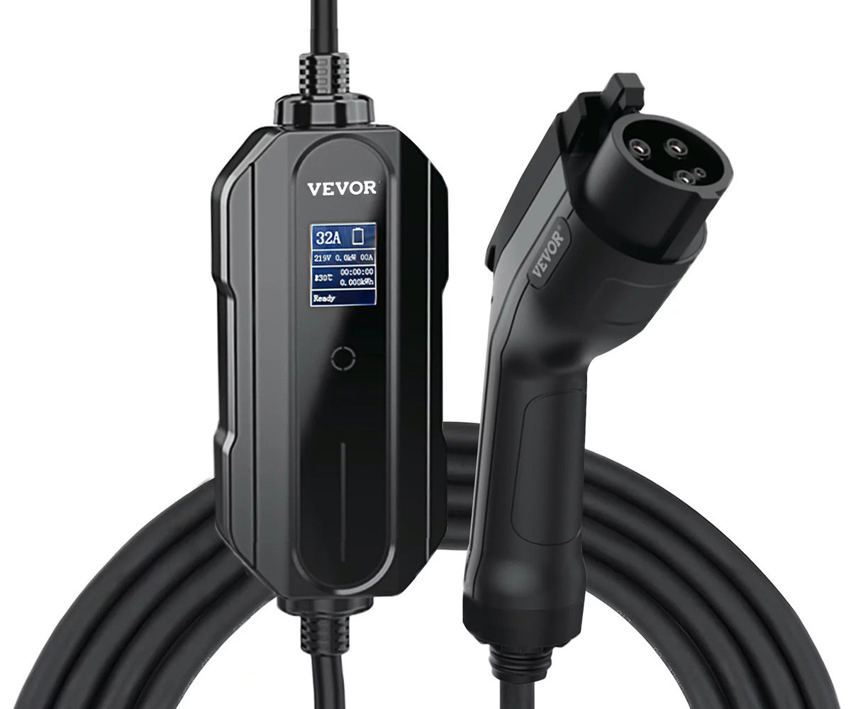 bokman Portable Level 2 EV Charger (240V, 32A) with 25ft Charging Cable and  NEMA 14-50 for SAE-J1772 Electric Vehicles Current Adjustable and