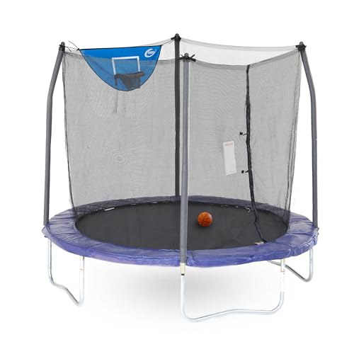 8 FT, 12 FT, 15 FT, Outdoor Trampoline with Net Enclosure & Basketball Hoop