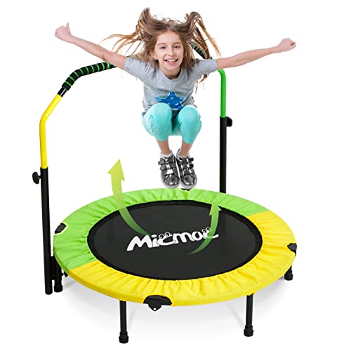 Skyland Mini Trampoline for Kids with Adjustable Handrail and Safety Cover,  Green
