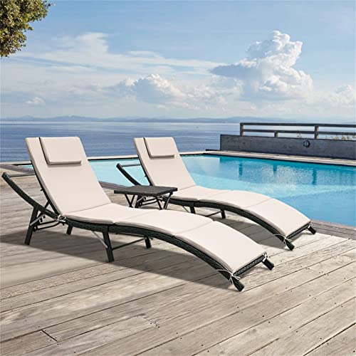 Adjustable Wicker Lounge Chairs Set