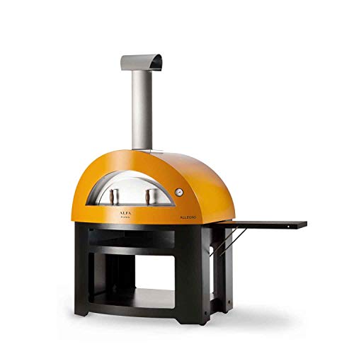 ALFA Allegro Outdoor Steel Italian Wood Fired Pizza Oven with Base, Yellow