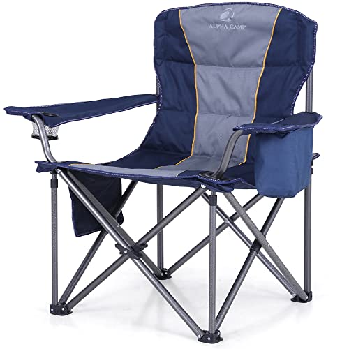 ALPHA CAMP Heavy Duty Folding Chair with Cooler Bag, Blue