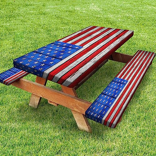 American Flag Picnic Table Cover Set