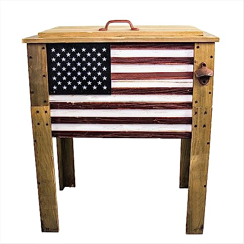 American Flag Wooden Patio Beverage Cooler