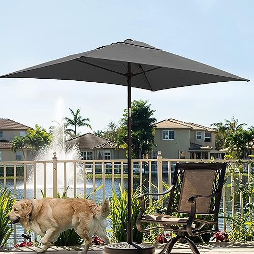 AMMSUN 6.5 x 4.5ft Rectangular Patio Umbrella - Grey