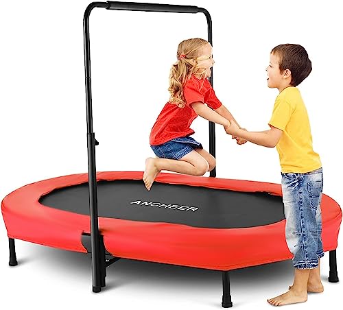 ANCHEER Kids Mini Trampoline with Adjustable Handle - Indoor/Outdoor Rebounder