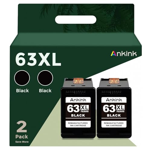 Ankink Remanufactured HP Ink 63XL (Black 2-Pack)