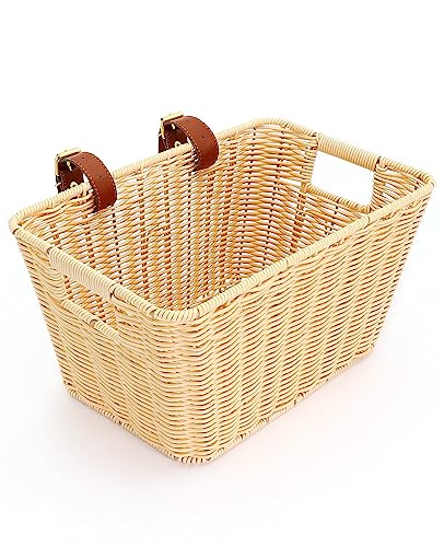 ANZOME Wicker Bike Basket with Carrying Handles