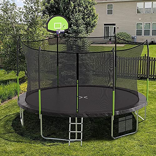 AOTOB 14FT Trampoline with Safety Enclosure Net and Basketball Hoop