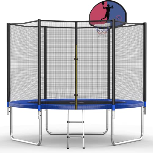 AOTOB 8 FT Trampoline with Basketball Hoop and Ladder