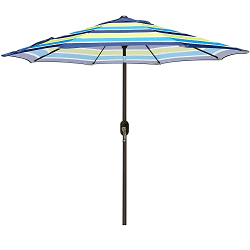 Blissun 9' Striped Outdoor Patio Umbrella
