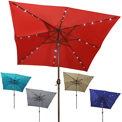 Blissun Red LED Solar Patio Umbrella, Perfect for Outdoor Spaces