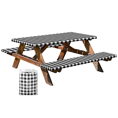 Cesun Picnic Table Cover 72x30 Inches 3PCs Set, Black