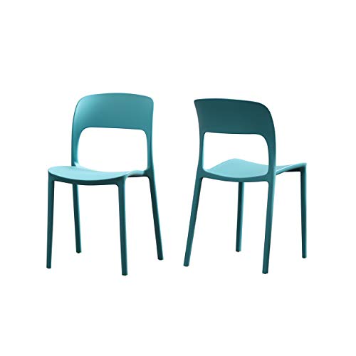 Christopher Knight Home Dean Outdoor Plastic Chairs (Set of 2), Teal
