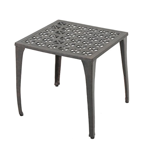Kai Outdoor 18" Cast Aluminum Side Table in Bronze - Christopher Knight Home