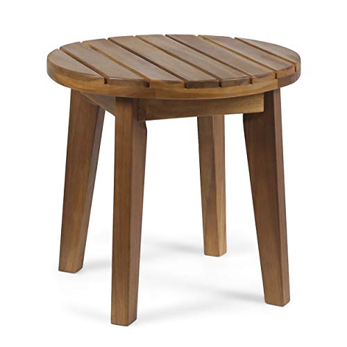 Christopher Knight Home Parker Outdoor 16" Acacia Wood Side Table, Teak Finish