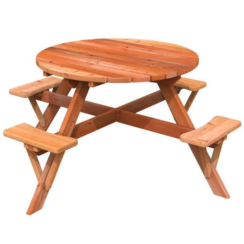 Circular Redwood Picnic Table