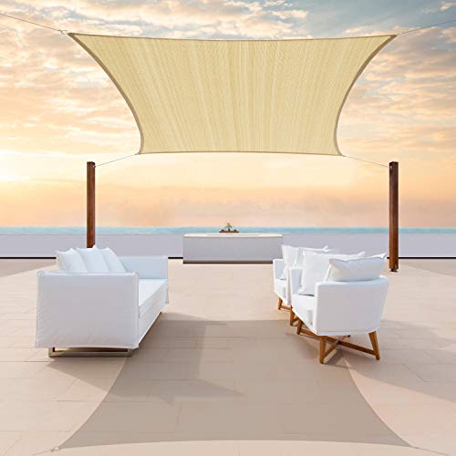 Beige Sun Shade Sail Rectangle Canopy - UV Block and Water Permeable