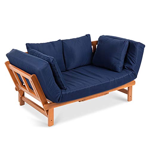 Convertible Acacia Wood Futon Sofa