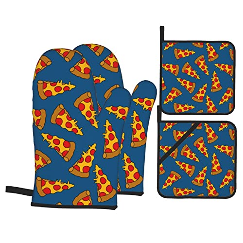 Cute Pizza Oven Mitts & Pot Holders Set